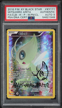 2016 POKEMON XY BLACK STAR PROMO MYTHICAL COLLECTION CELEBI #111 ARITA AUTO 9 PSA AUTH