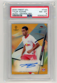 Tyler Adams 2020 Topps Finest UEFA Champions League Autographs Orange PSA 8 #'d 05/25
