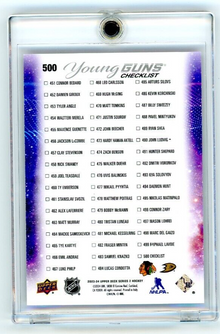 23-24 UD Series 2 Young Guns Checklist Bedard Carlsson Outburst Red 25/25